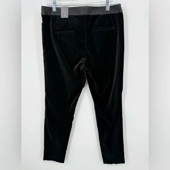 The Limited Drew Fit Women's Black Velvet and Leather Trousers Size 8 - Picture 2 of 8